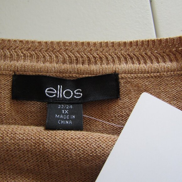 Ellos Women's Long Line Knit Sweater 1X Tan Capsule Wardrobe Business Casual NWT - Picture 9 of 10